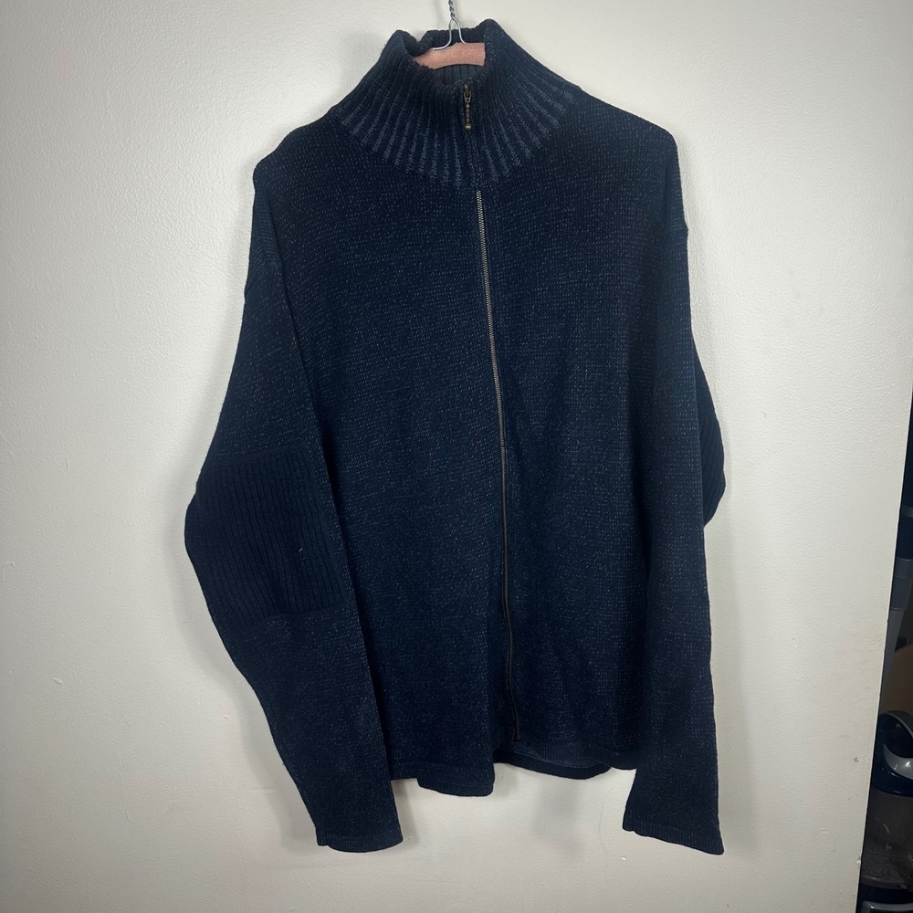 Utility Sweater Mens Medium Blue Full Zip Mock Neck Cotton Wool Blend Outdoor‎
